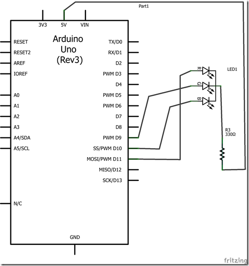 Arduino-RGB LED Common Anode - Schematic